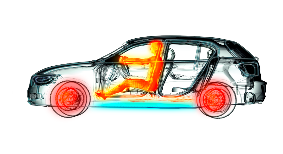 An diagram showing thermal distribution of a car